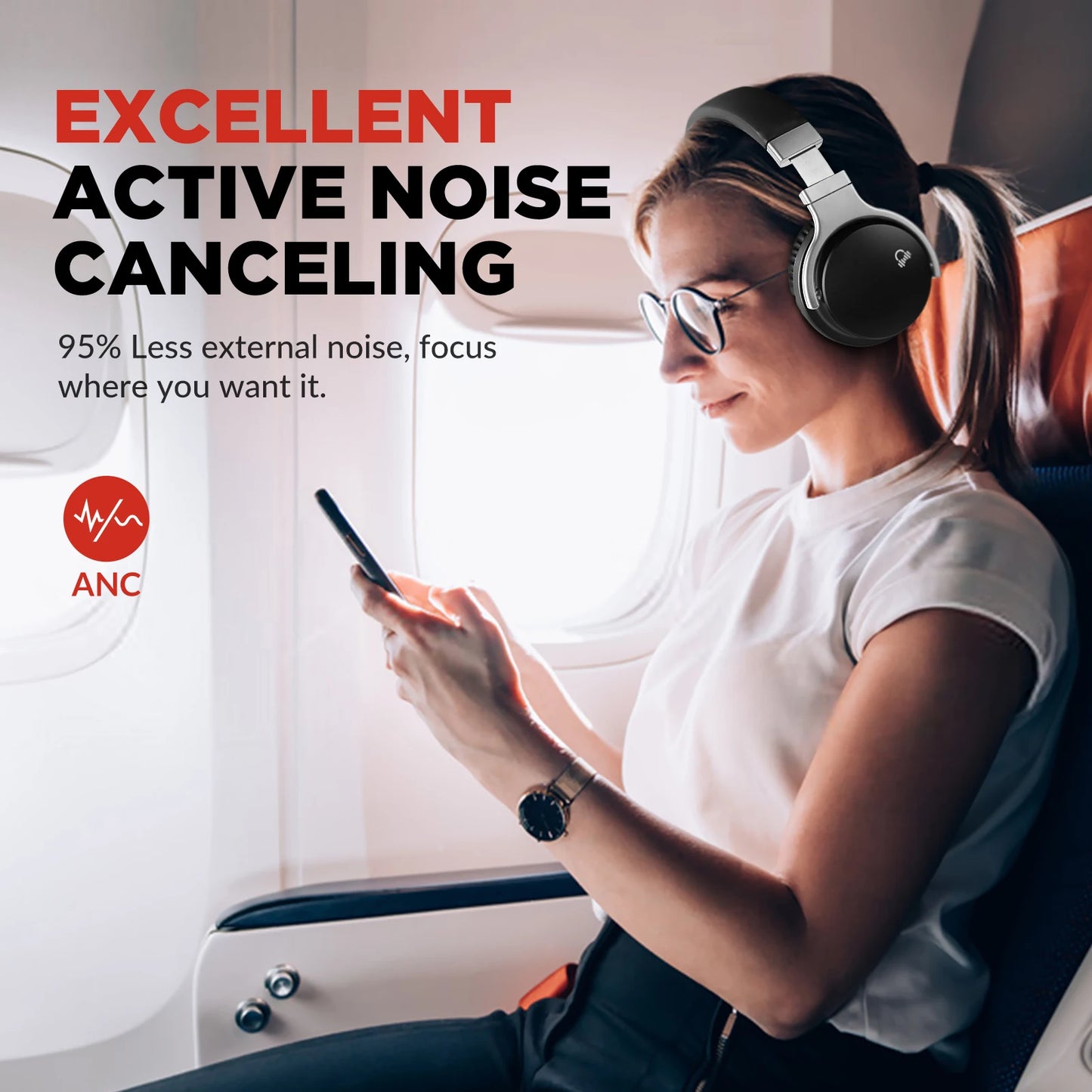 Cowin E7C-ANC Active Noise Cancelling Bluetooth Headphones – Wireless Over-Ear Headset with Clear Calls and Premium Comfort