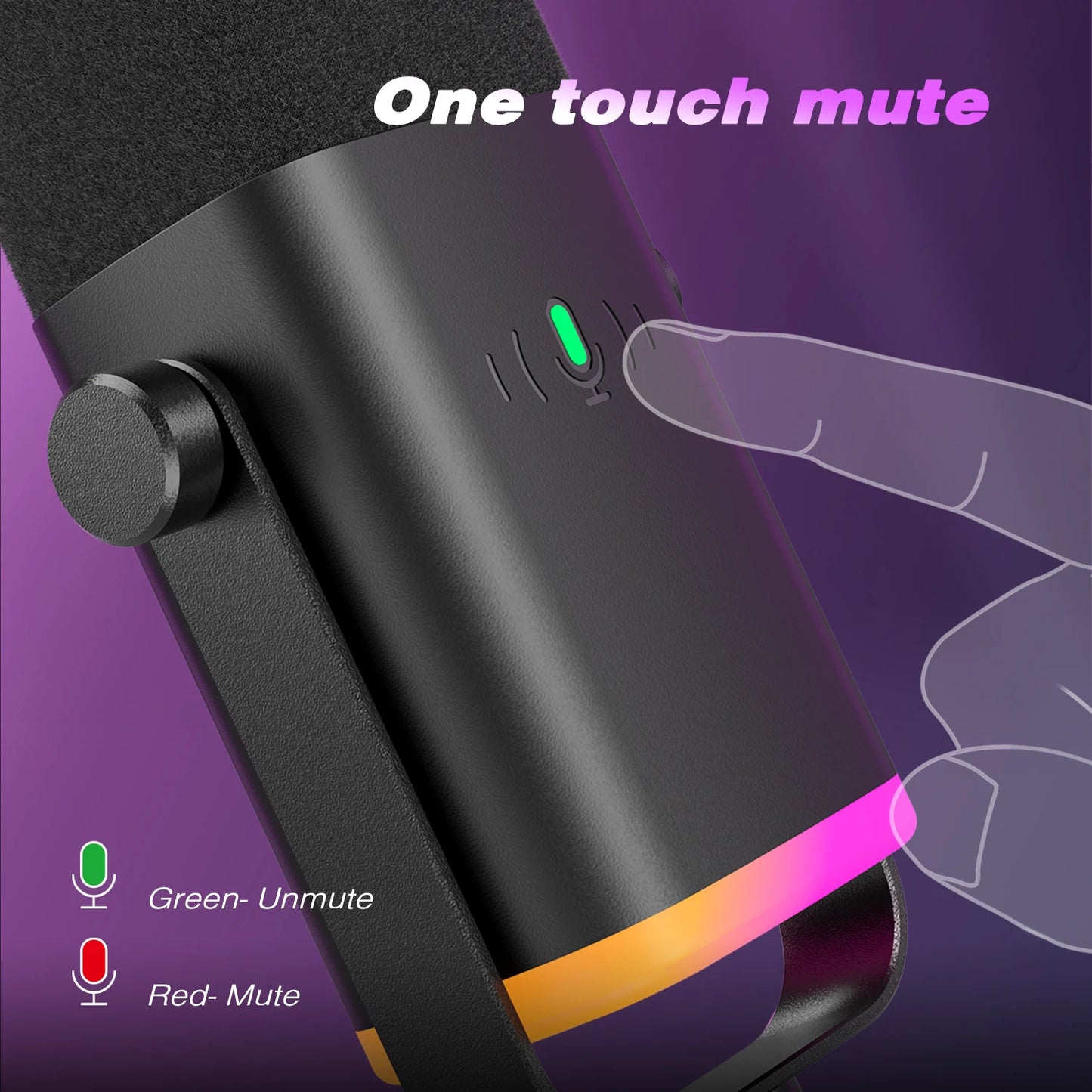 FIFINE Dynamic USB/XLR Microphone with Touch Mute & RGB – AM8