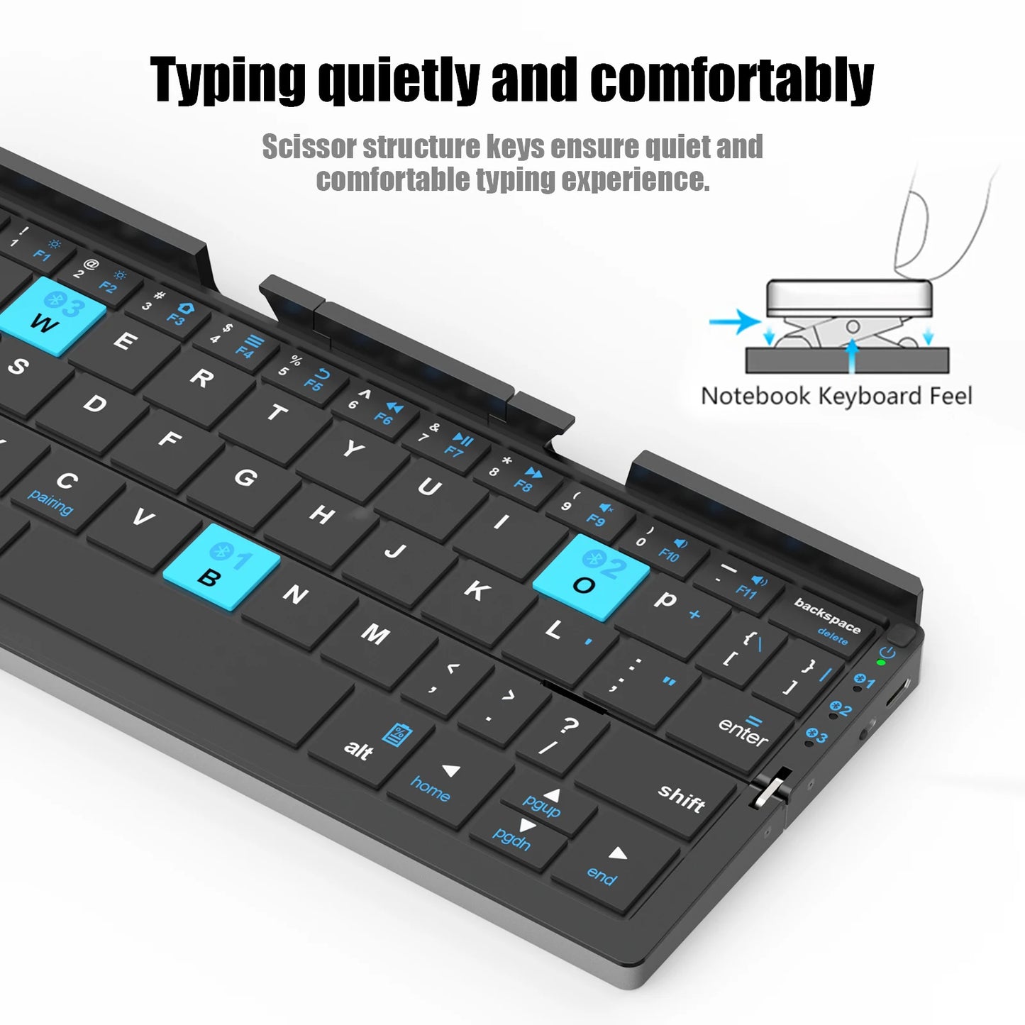 Wireless Folding Keyboard - Lightweight Aluminum Rechargeable with Magnetic Stand for iPads, Phones, Tablets