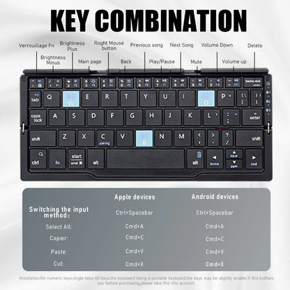 Wireless Folding Keyboard - Lightweight Aluminum Rechargeable with Magnetic Stand for iPads, Phones, Tablets