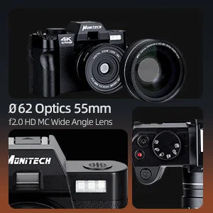 48MP Digital Camera with Flip Screen & 4K Video Recording – 16x Digital Zoom, Rechargeable Battery