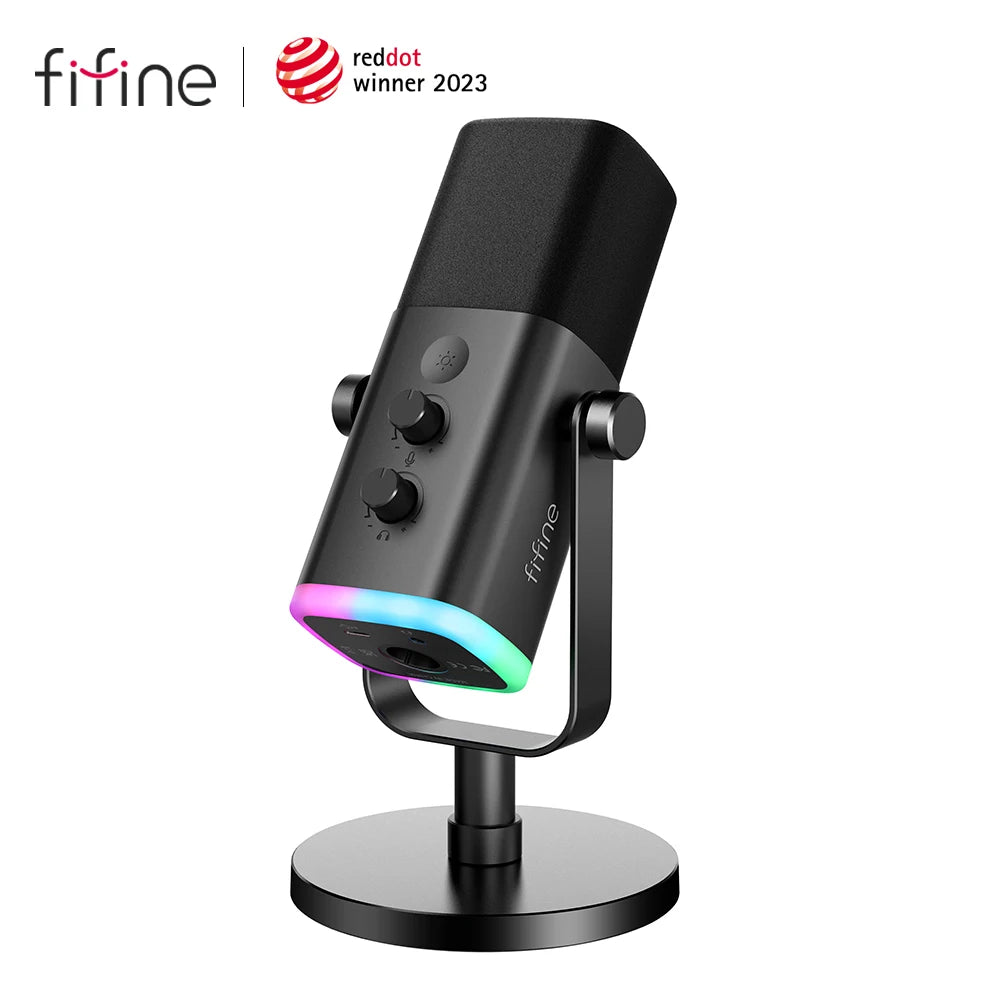 FIFINE Dynamic USB/XLR Microphone with Touch Mute & RGB – AM8