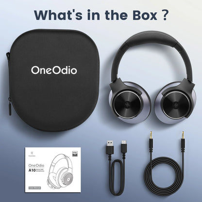 OneOdio A10 ANC Wireless Bluetooth Headphones, Hi-Res Audio, Over-Ear Hybrid Noise Cancelling Headset with Microphone