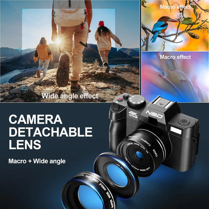 48MP Digital Camera with Flip Screen & 4K Video Recording – 16x Digital Zoom, Rechargeable Battery